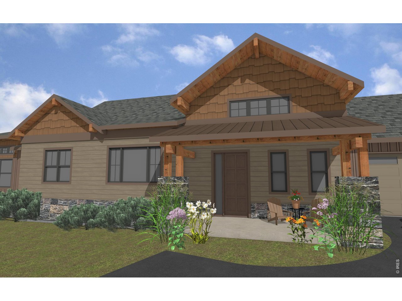 Composition Hardy board siding, timber and stone accents are used in this top quality construction.
