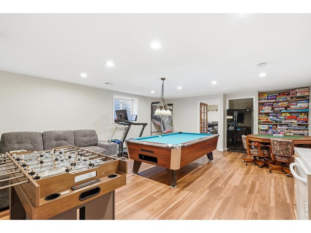 Property Photo 15 Fully renovated basement with new luxury vinyl flooring, new paint, and wet bar. 