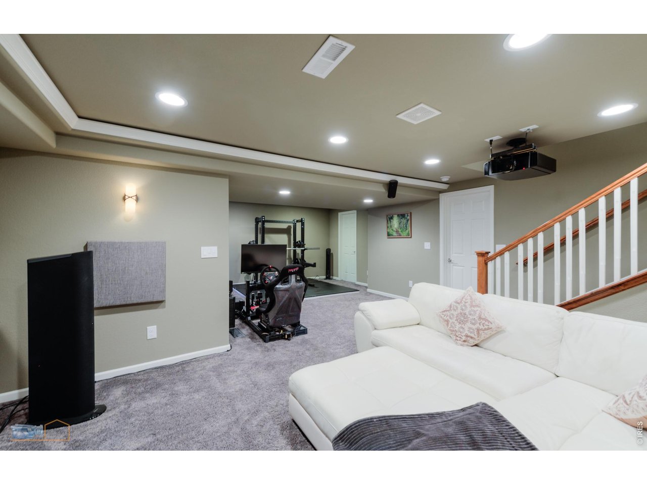 Theater Room And Exercise Room In Finished Basement