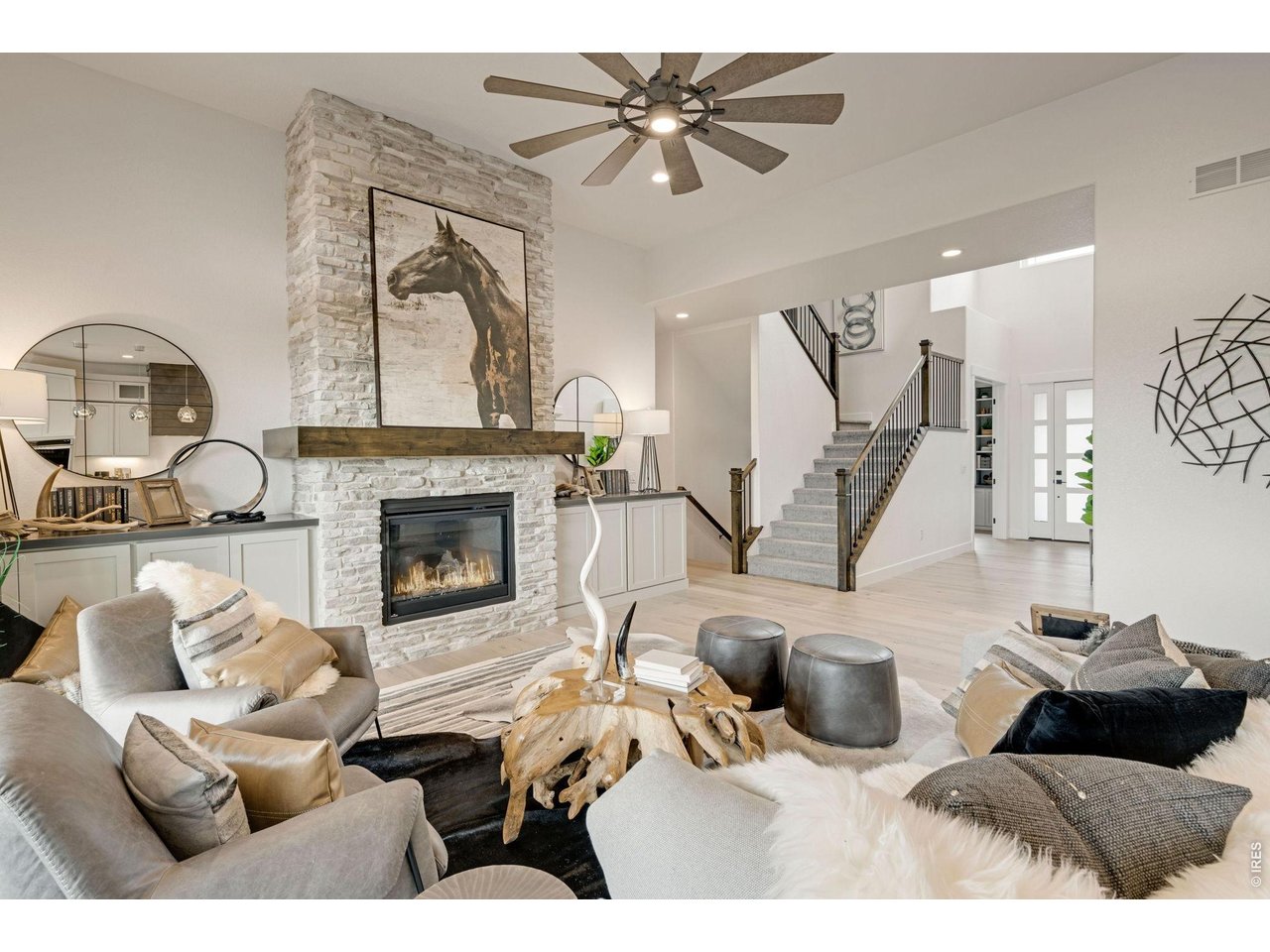 Gas Fireplace with Stone to Ceiling