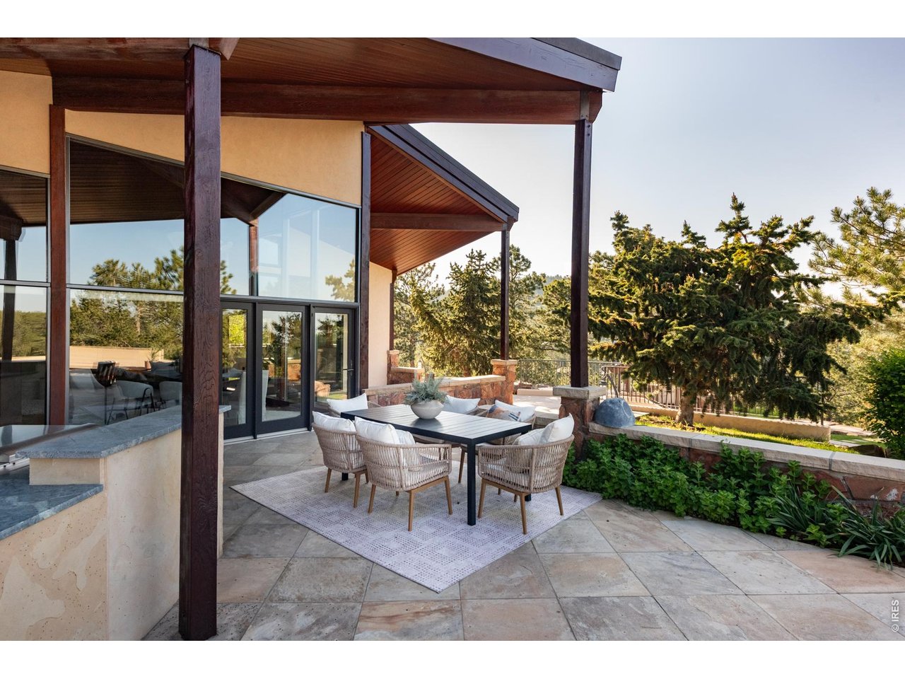 Outdoor dining space with endless views
