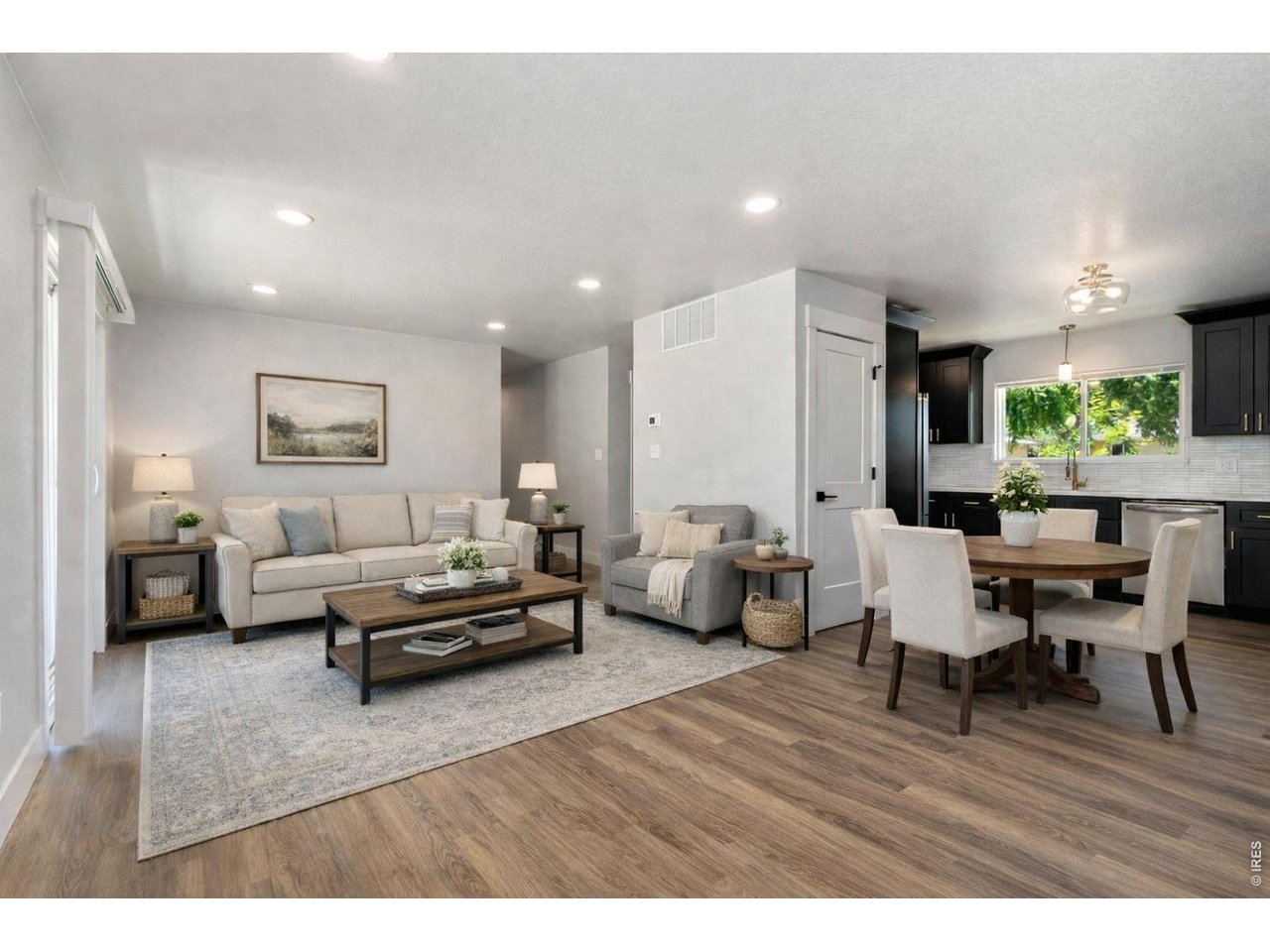 Family room and kitchen - Virtual staging.