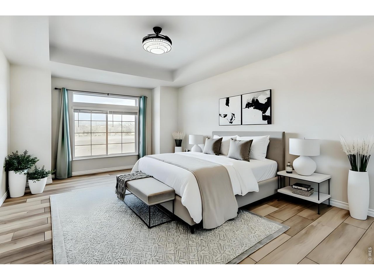 Primary Bedroom with 9+ Foot ceilings (Virtually Staged) 