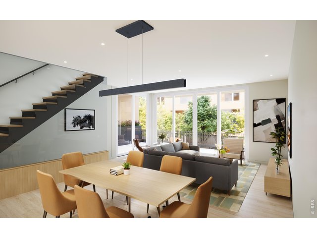 Property Photo 8 *Interior Rendering Main Level, with 10FT ceiling height on the living level, white oak floors and stunning glass wall with floating stairs! 