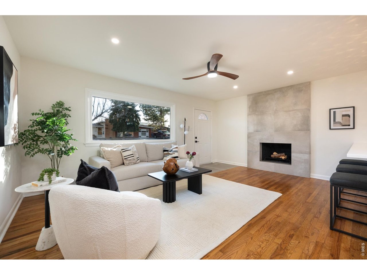 Beautiful wood fireplace to stay cozy in the winter months