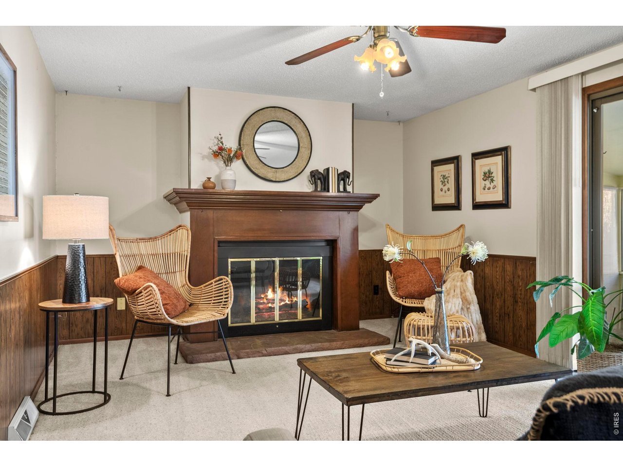 beautiful fireplace in family room