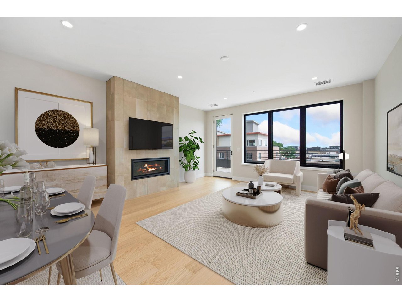 Living room with fireplace