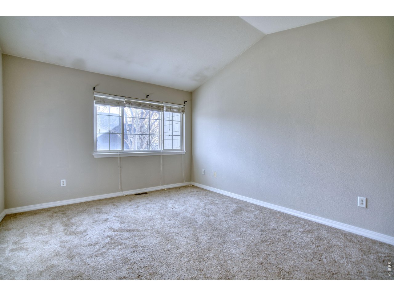 Primary bedroom with vaulted ceiling