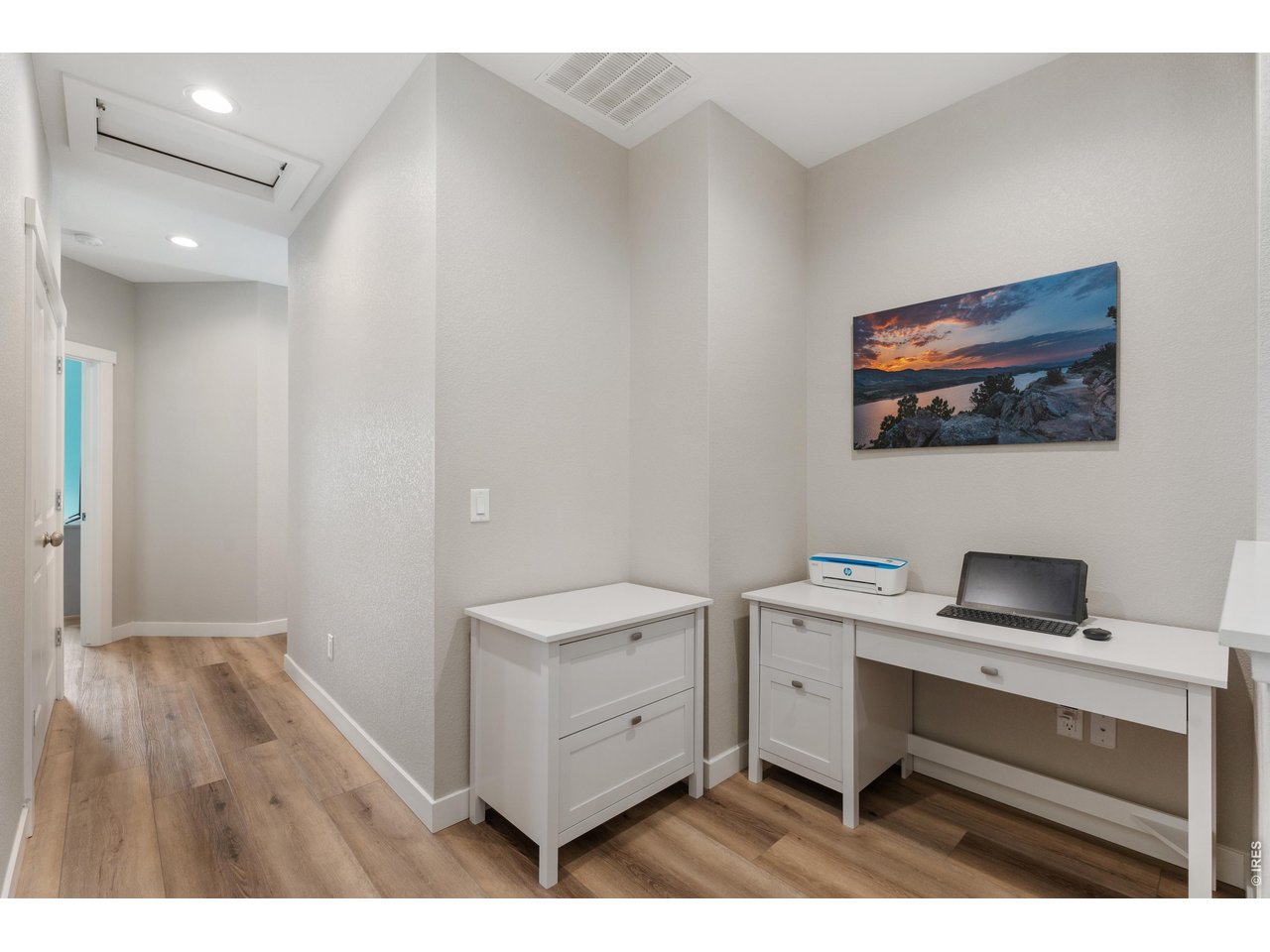Office area just off the dining and living rooms.