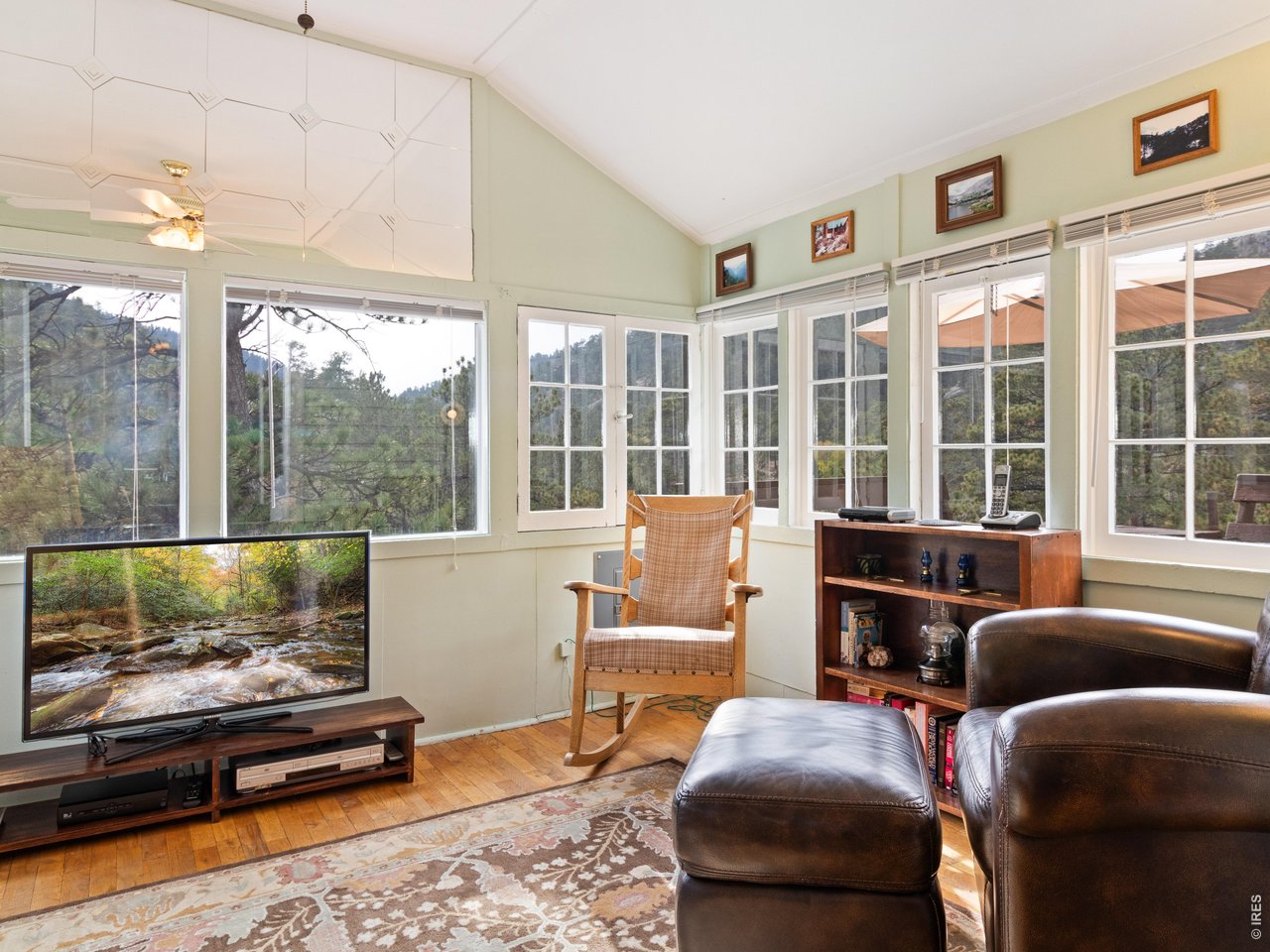 Window-lined living room
