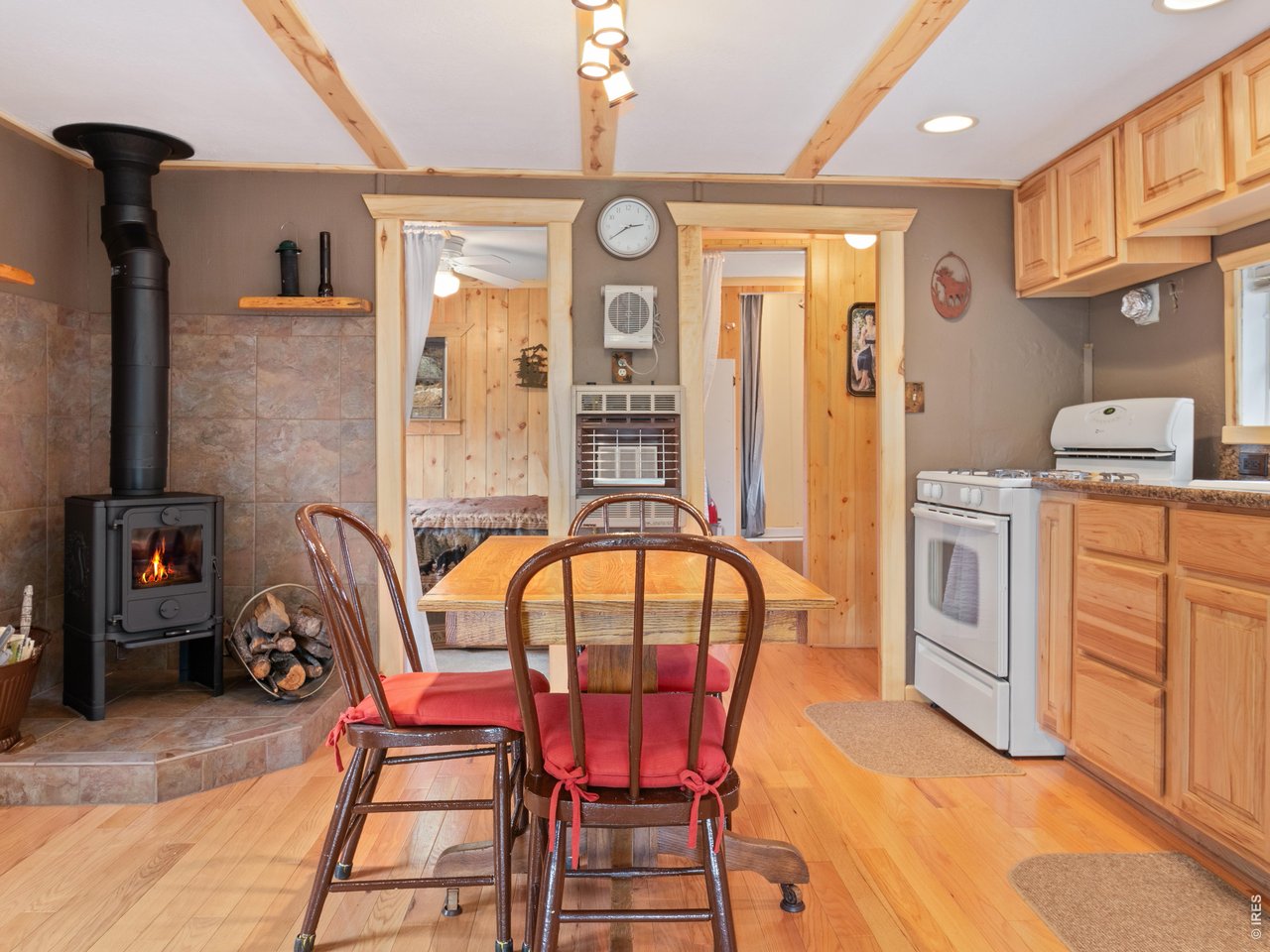 Warm woodstove in the corner