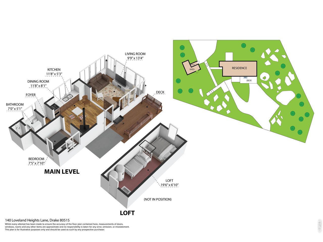 3D floorplans and site plan of cottage Lot