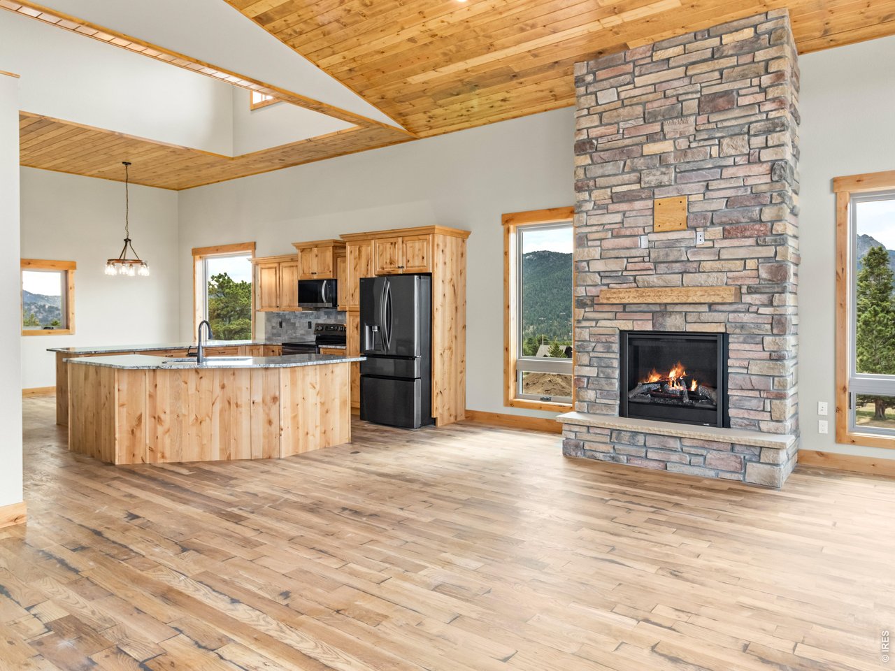 Stone fireplace