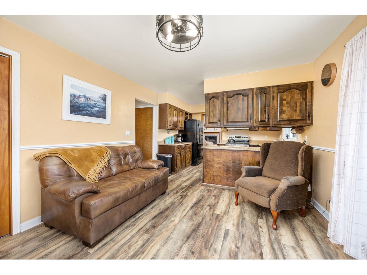 The family room offers comfort and mountain views.