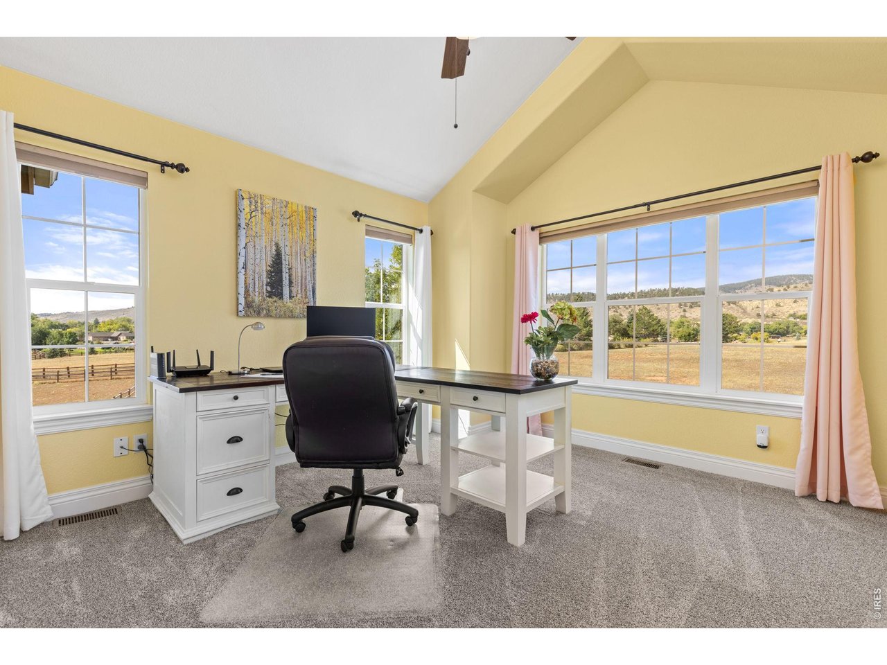 Second bedroom on the main floor is currently being used as a Home Office. Great views from every window!