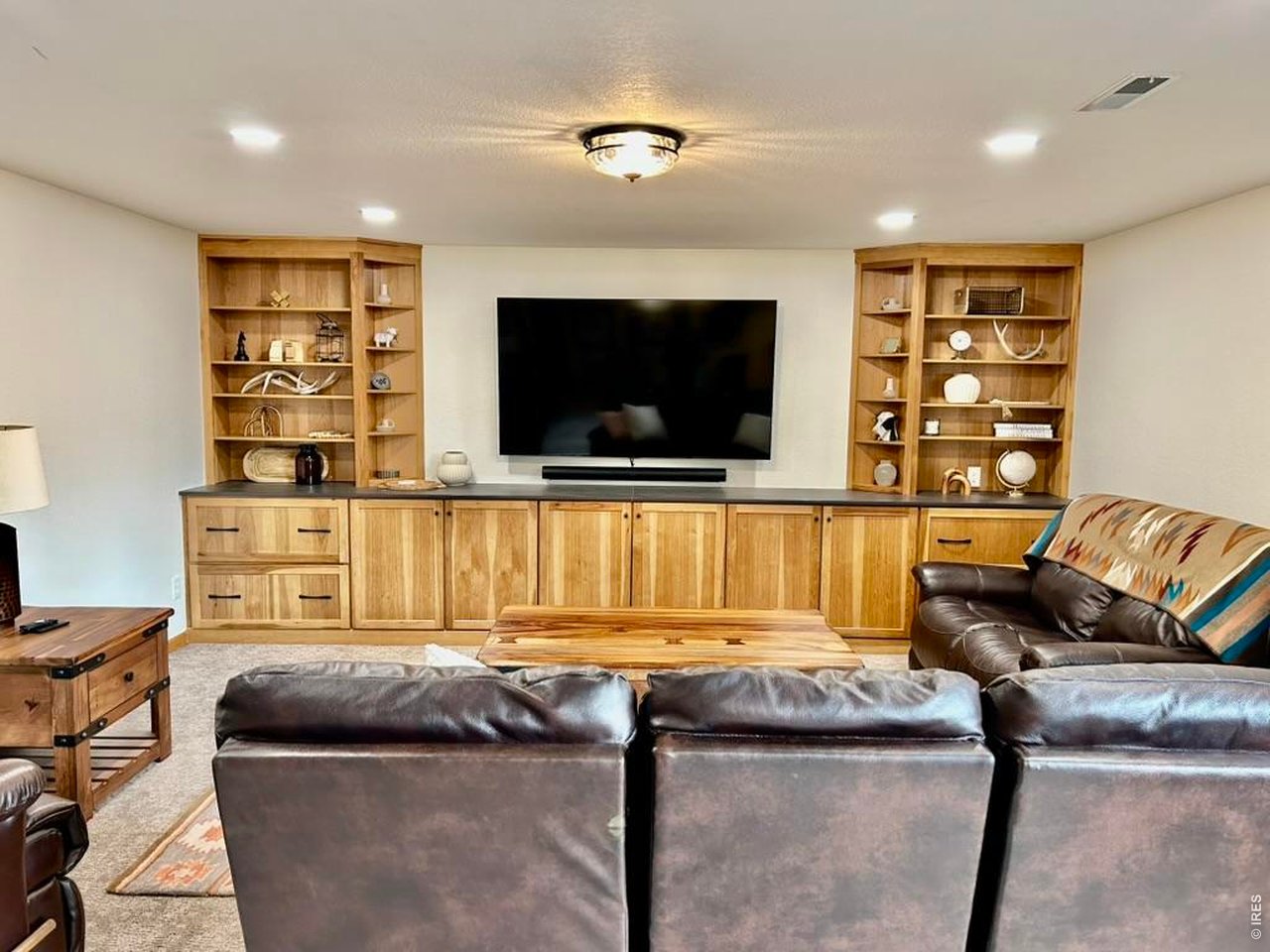 Cozy Gathering Area In Basement Family Room