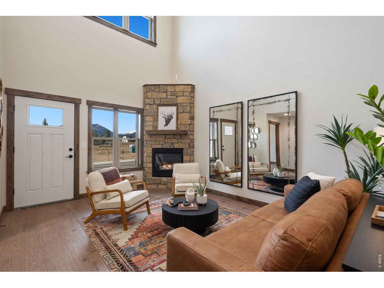 Gas fireplace with TV mount above fireplace if desired.