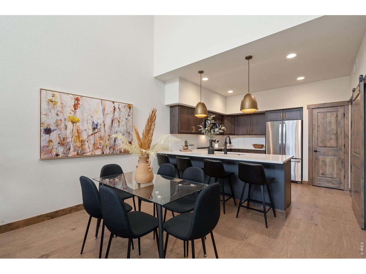 Gas fireplace with TV mount above fireplace if desired.