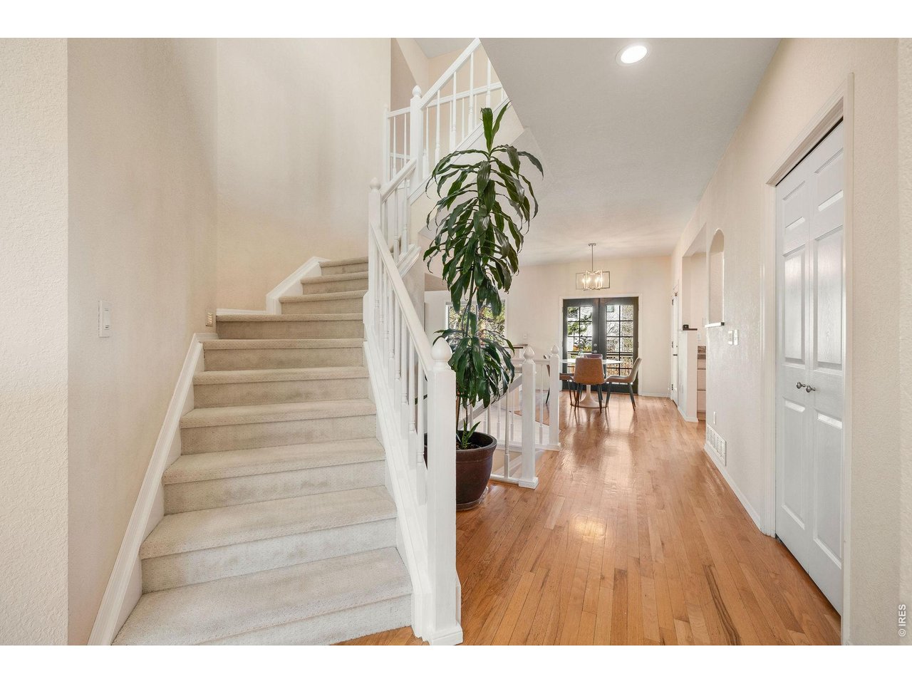 Take the stairs to the upper level primary and guest suites.