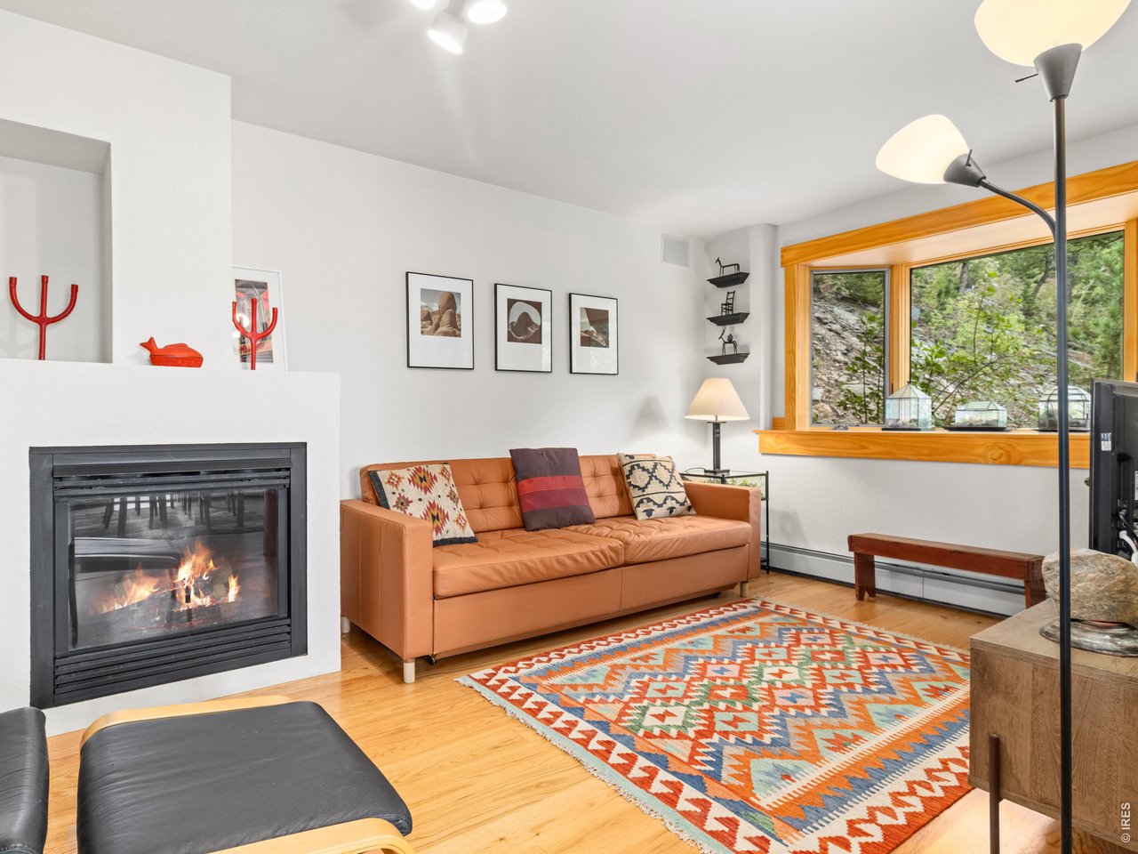 Living Room with Hardwood Floors and Gas Fireplace
