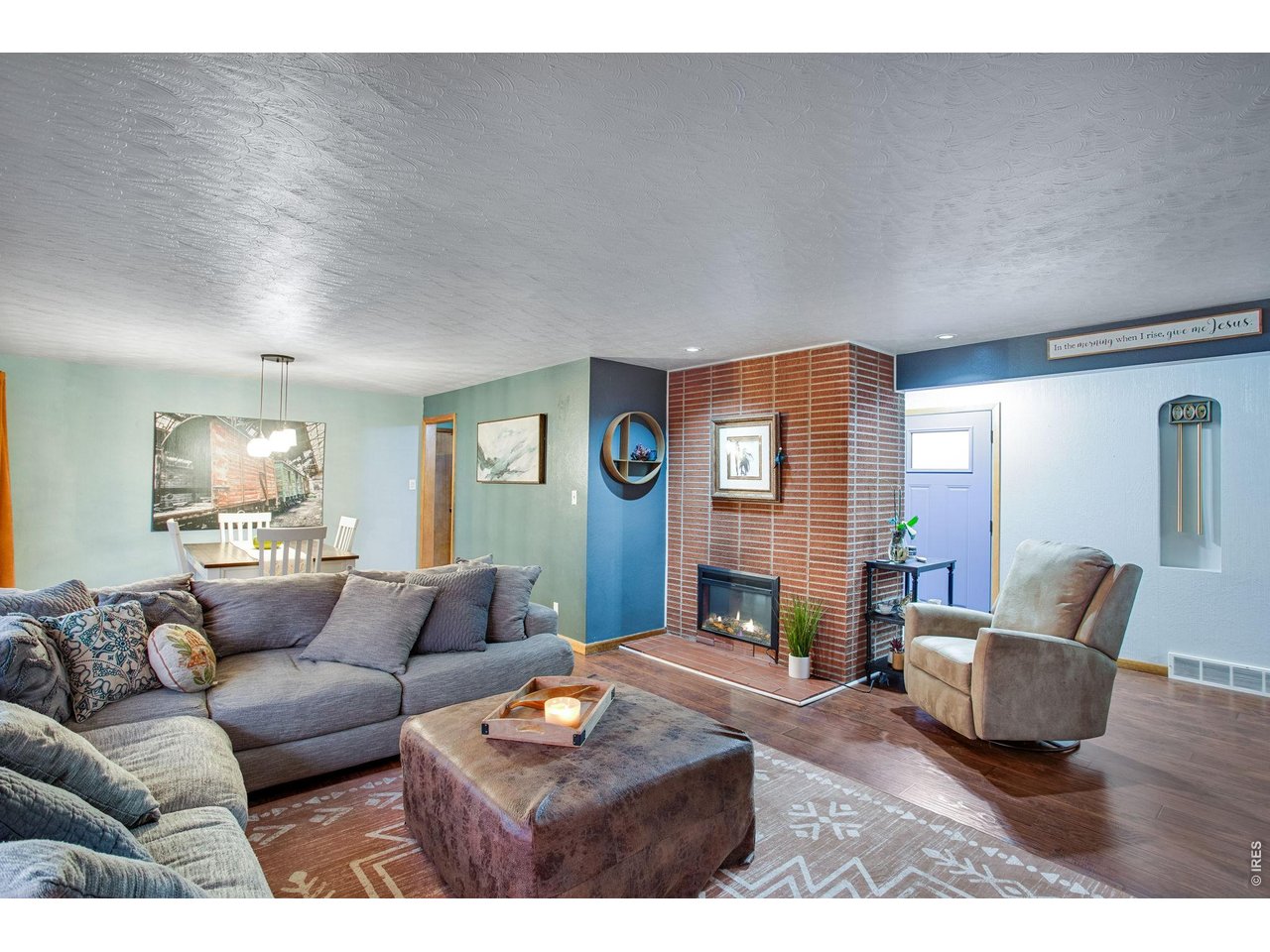 Living Room: Looking back at the dining room to the left and the entry to the right.