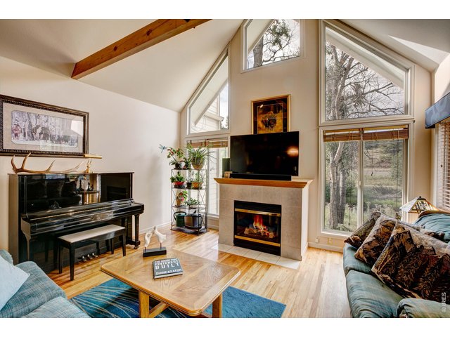 Property Photo 12 Natural light and cathedral ceilings by the fireplace.