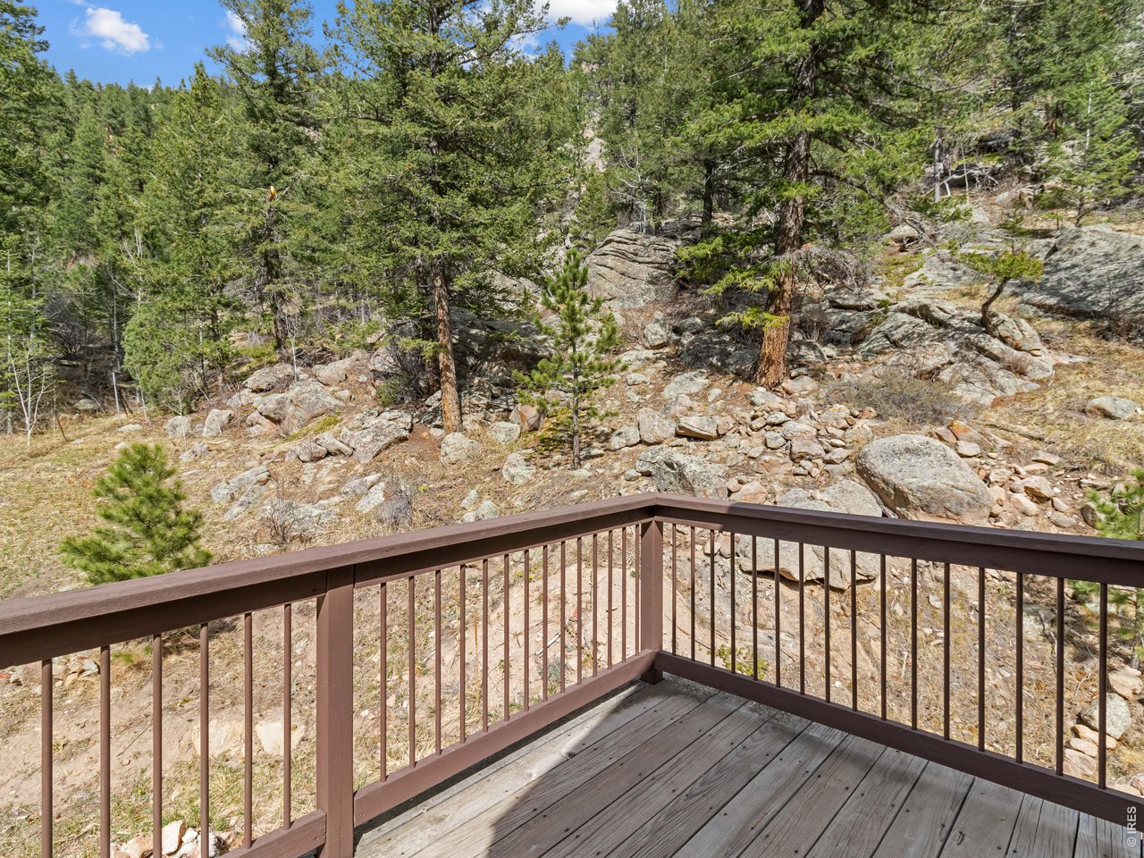 Upper deck on cabin, overlooks forest