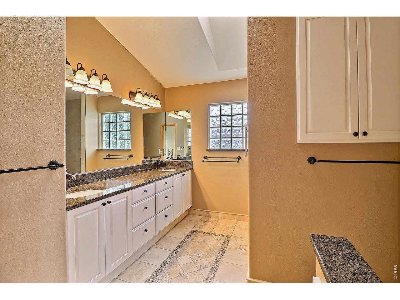 Dual Sink Vanity and Shower