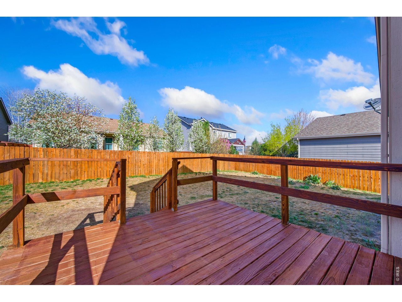 Newly stained rear deck 