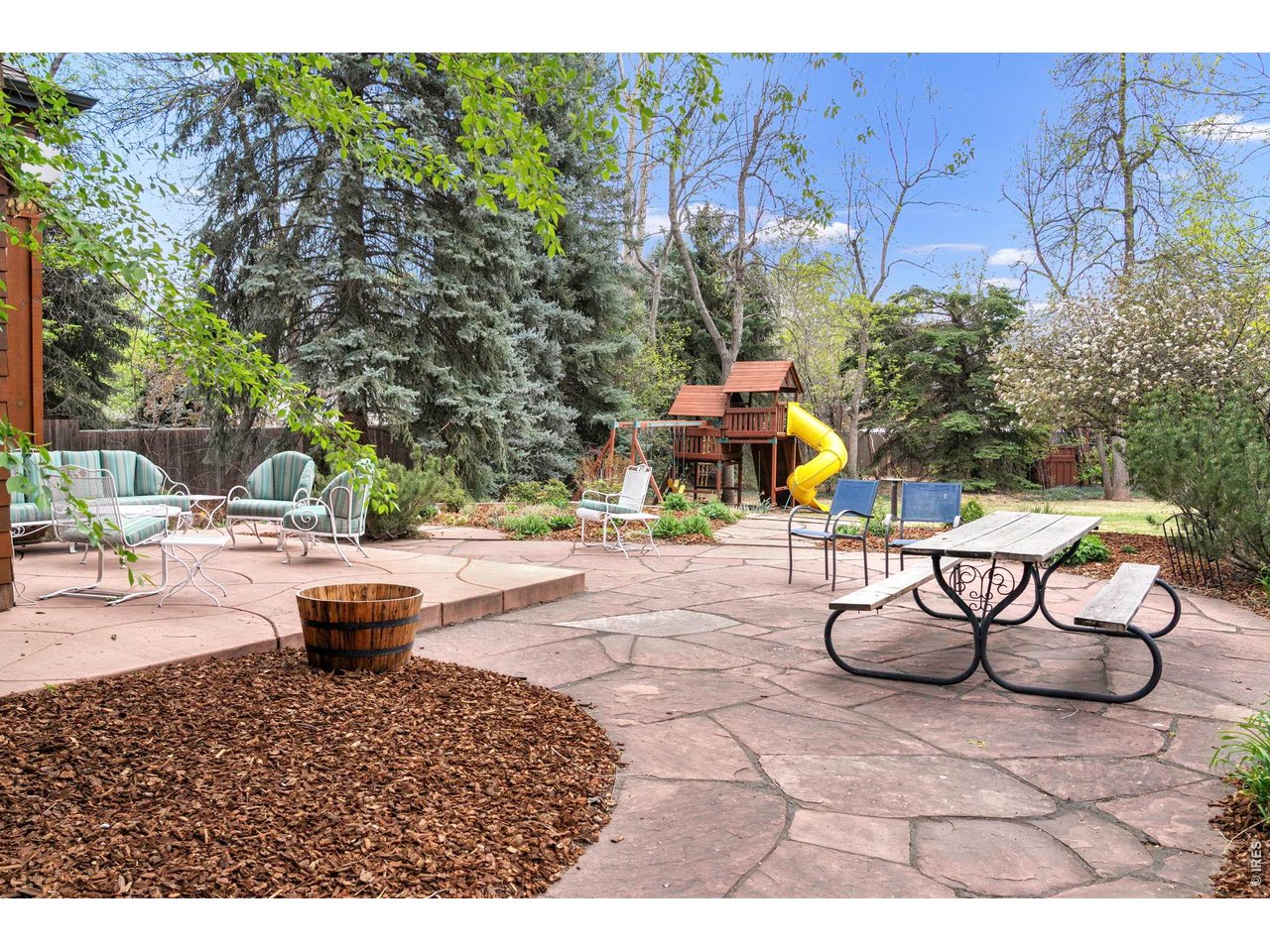 Patio and backyard play area