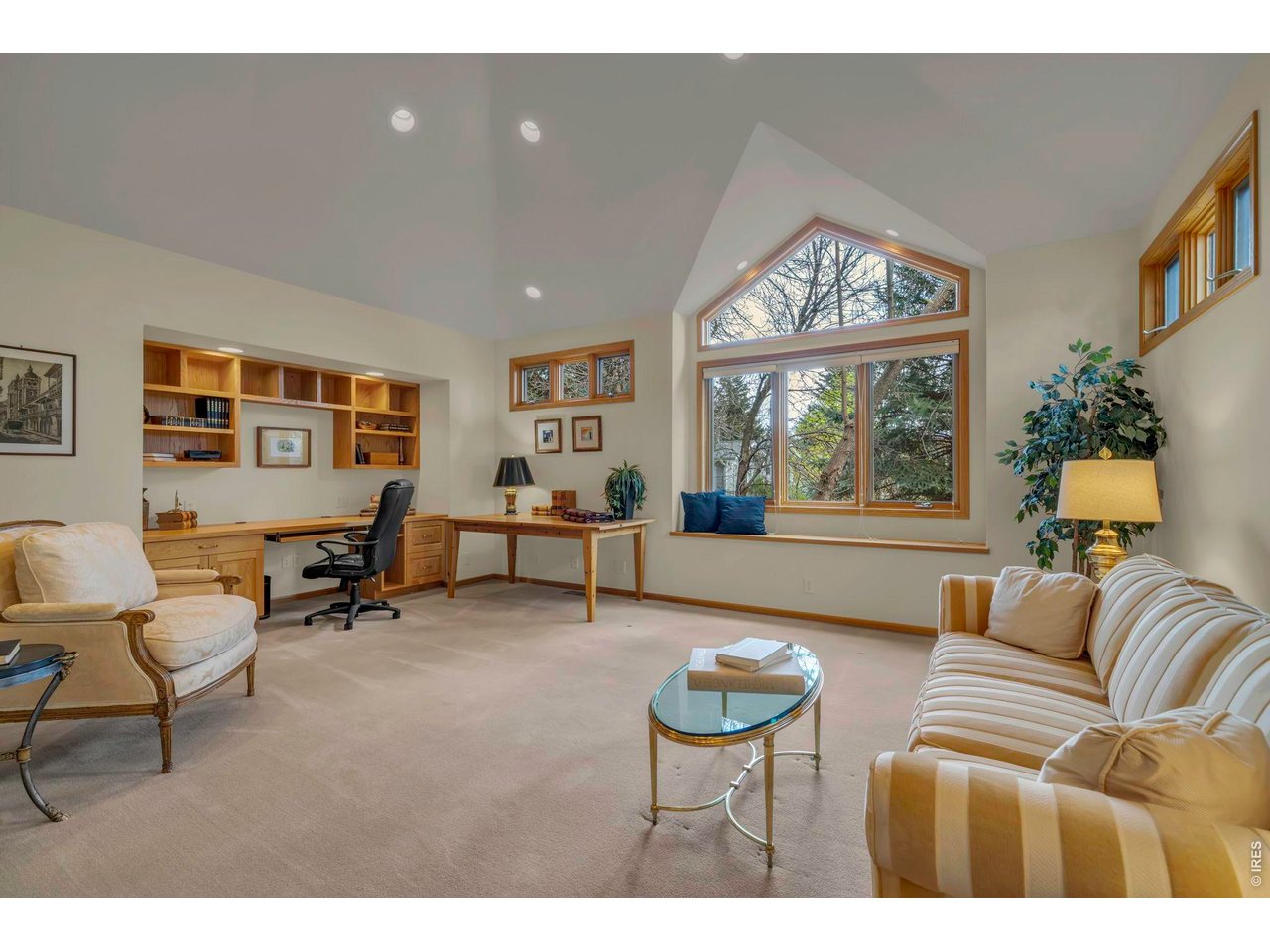 Upper level sun-filled study