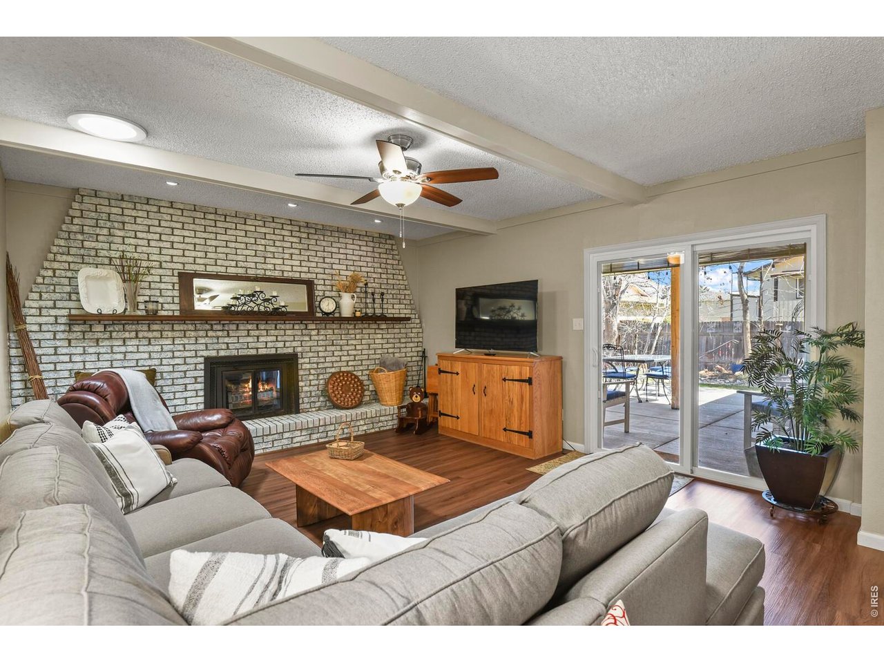 Family Room flows to Outdoor Covered Patio and Backyard 