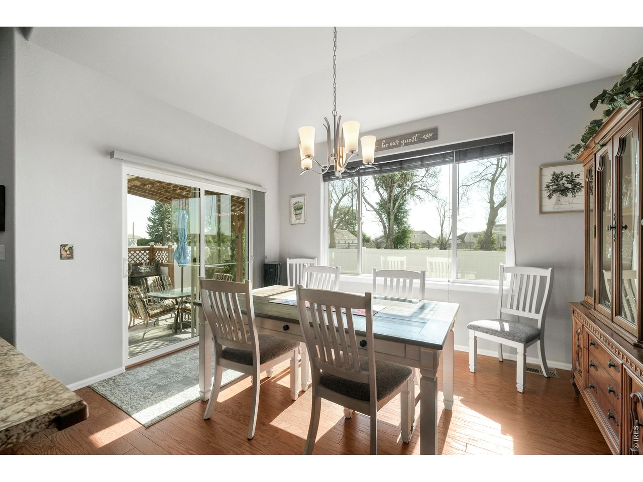 Oversized Glass Sliding Back Door to Pergola Covered Patio-with Outdoor Fan