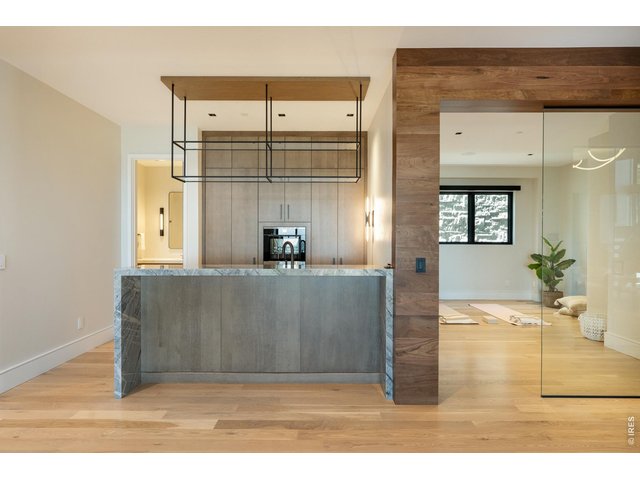 Property Photo 39 Main level wet bar equipped with a dishwasher, 24" built-in 4 bottle wine dispenser, and 30" built-in bottom freezer, and Iron Abode custom metal shelving. 