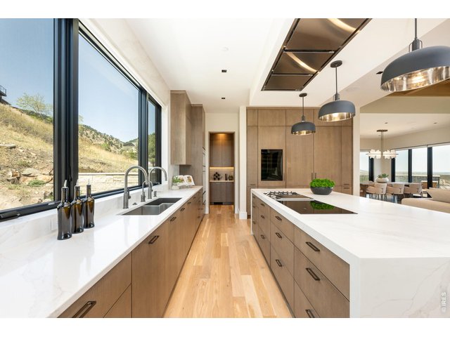 Property Photo 24 Miele and Thermador Appliance Package: 30" refrigerator, 30" freezer, electric griddle, dual burner gas cooktop, 30" handleless wall oven, handleless speed oven/microwave, warming drawer, induction cooktop and 30" built-in wine dispenser 