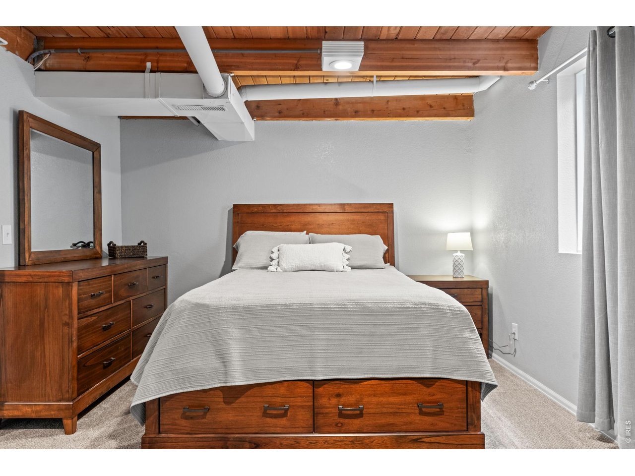 This bedroom in the basement could make a great secondary primary bedroom