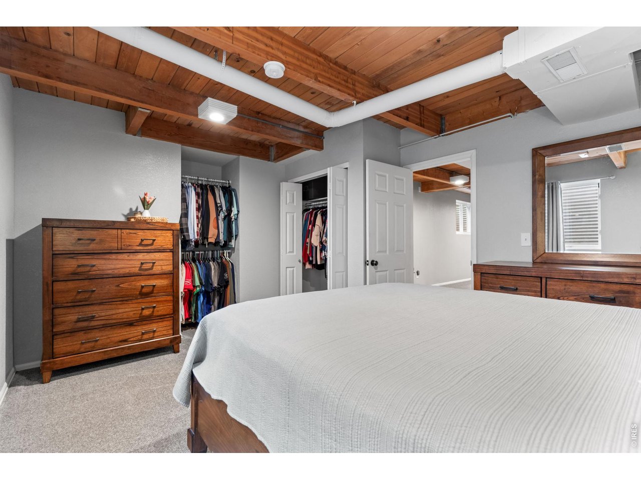 This bedroom in the basement could make a great secondary primary bedroom