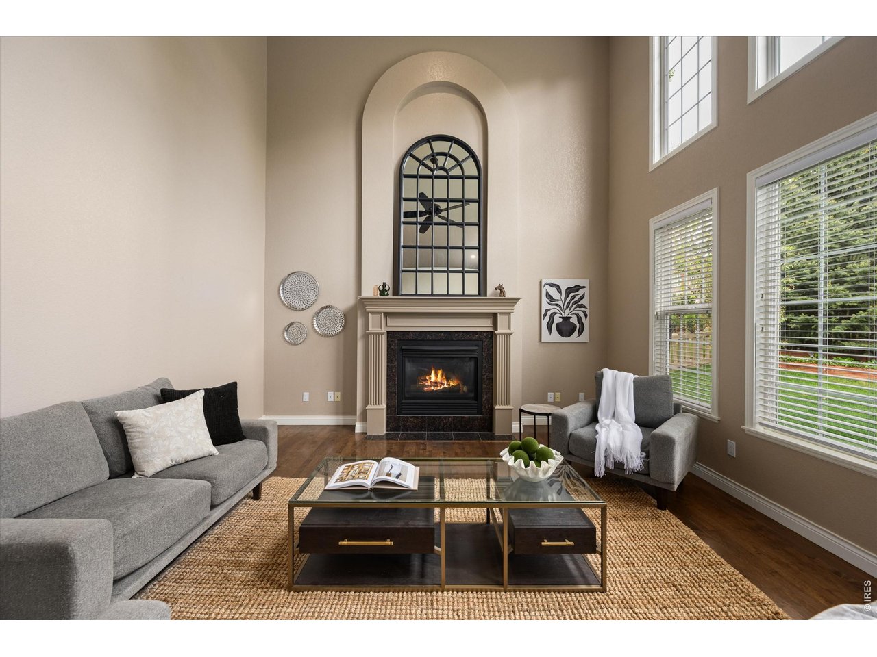 Dramatic 17ft high ceilings in the family room