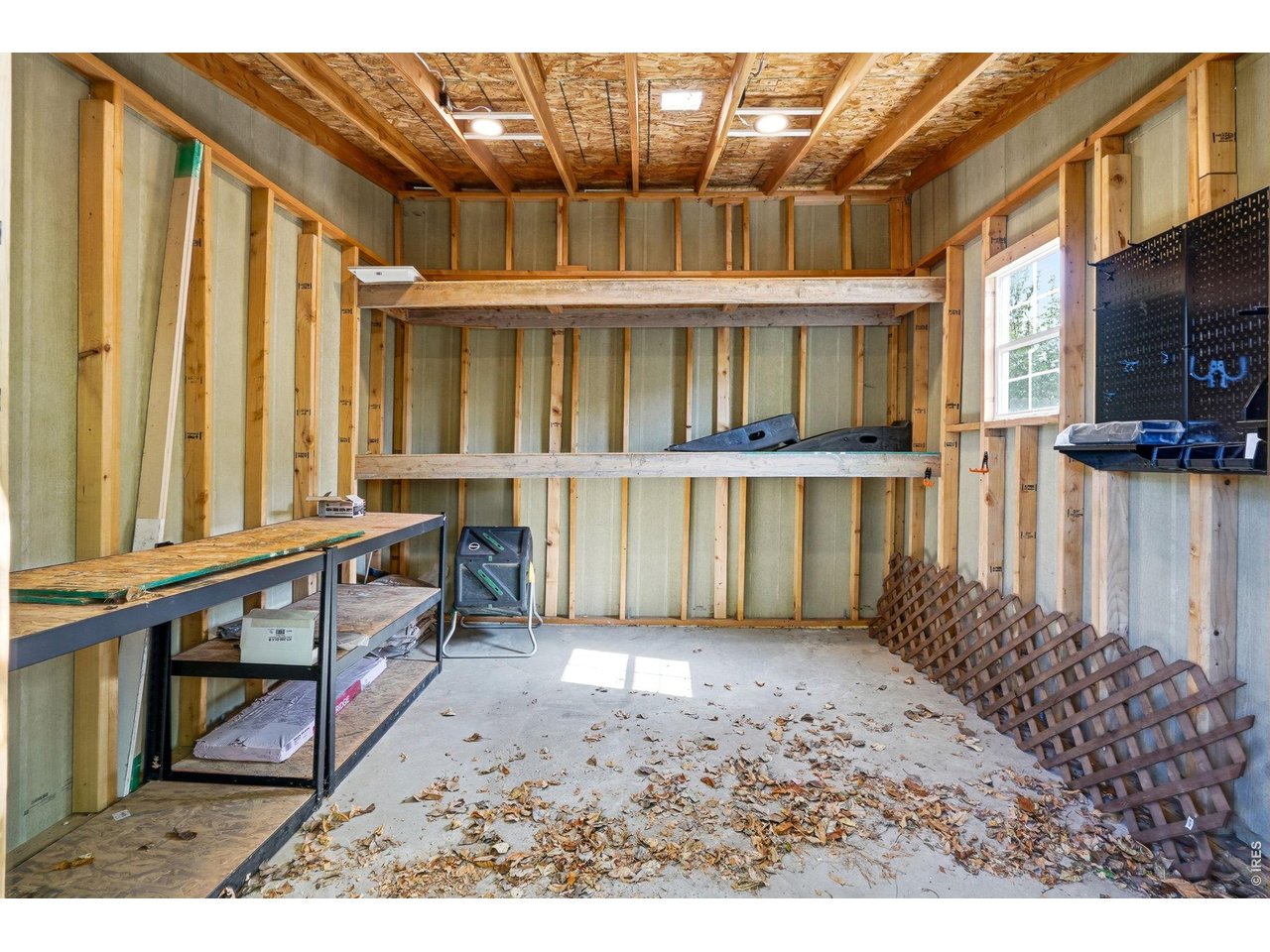 Storage shed with electricity