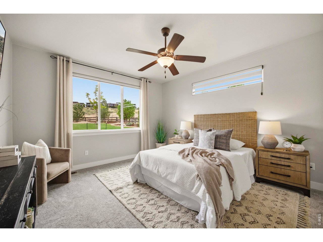 Main Floor Primary Bedroom with Custom Window Shades