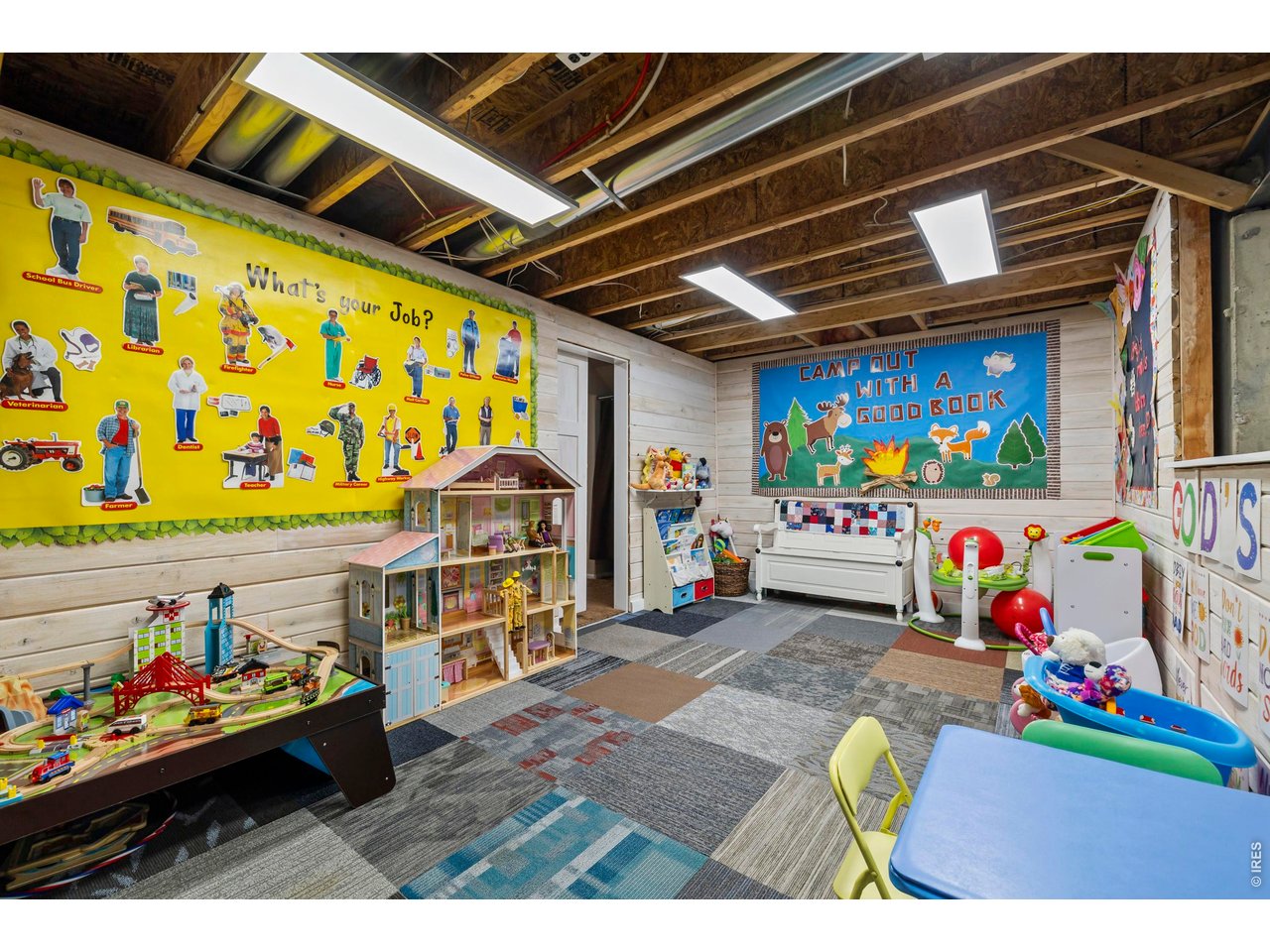 Bonus Room with Cedar White Wash can be used as a Play Room, Exercise Room or additional Office