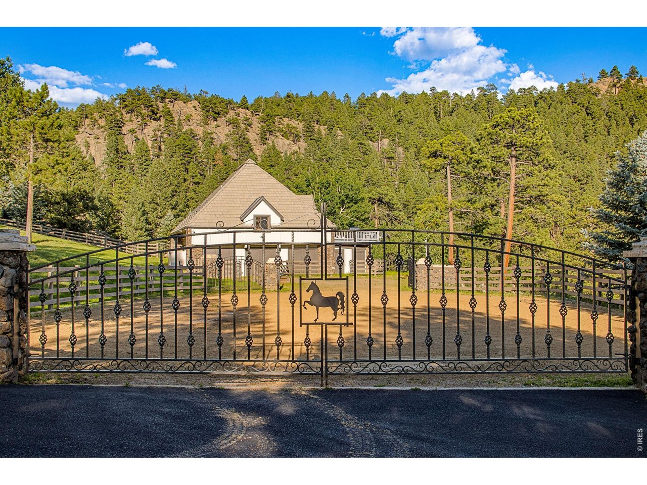 Outside the equestrian center is a riding arena.