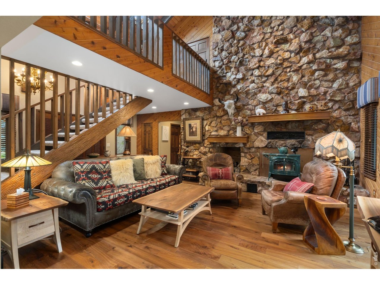 Real stone fire place wall