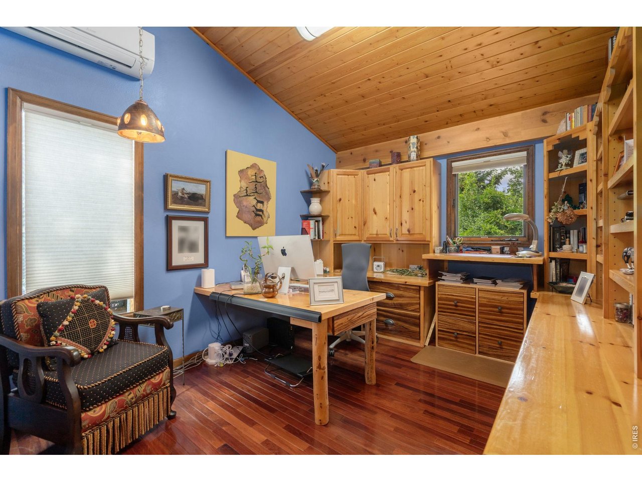 Office w/ vaulted T&G ceilings