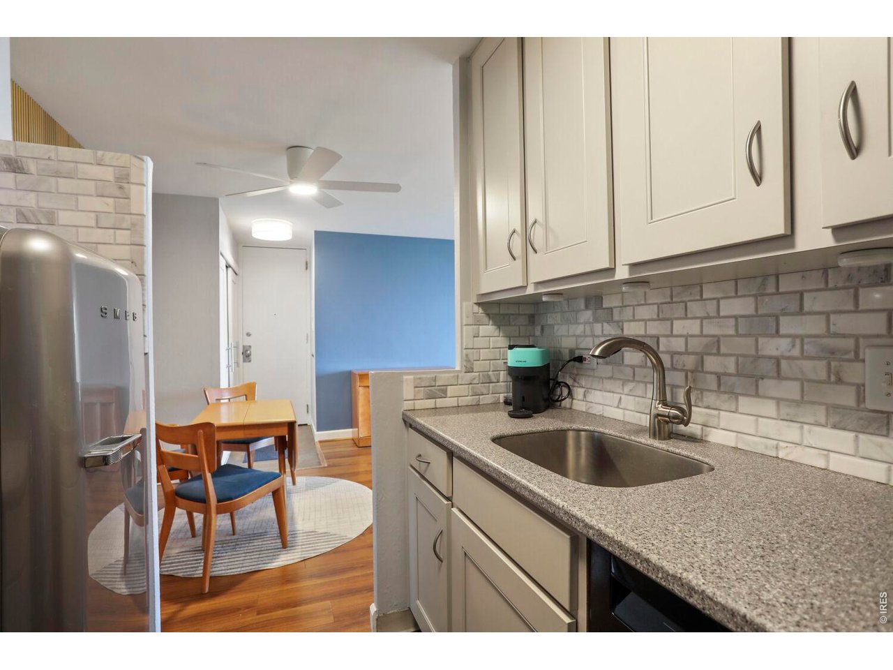 Kitchen opens to the dining space