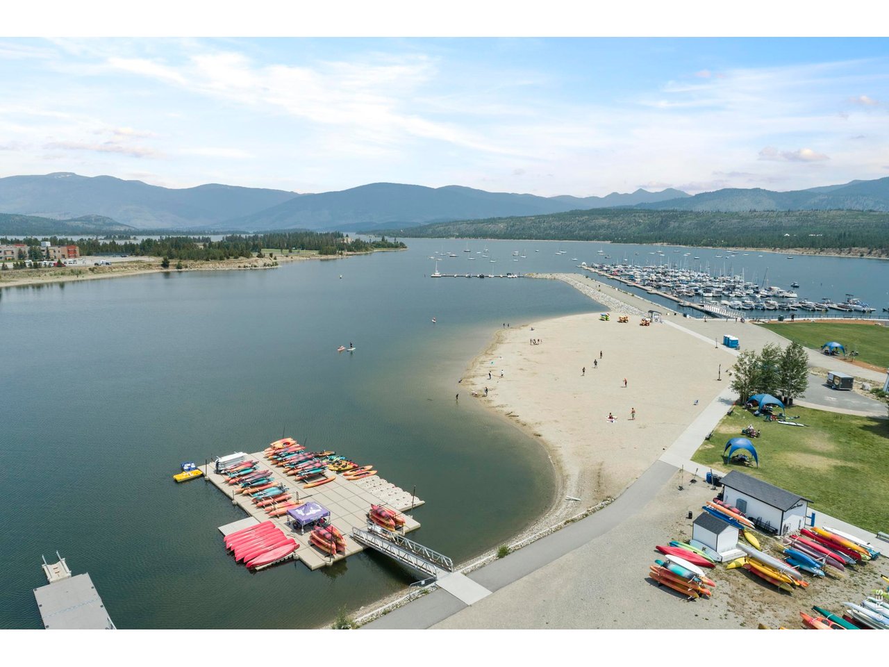 Beach and boating area at Frisco Marina 