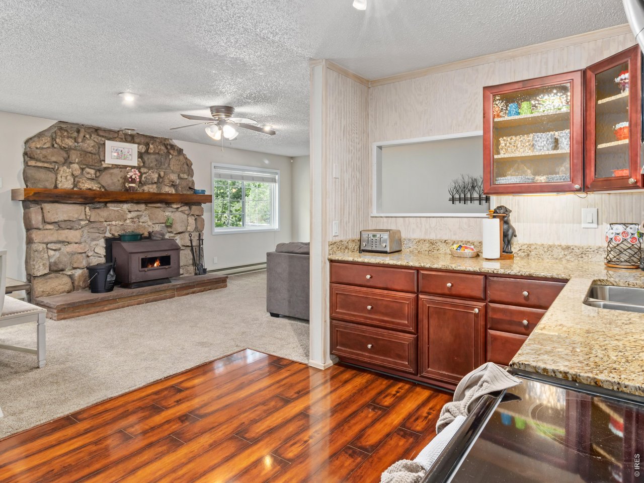 Lots of prep space and storage in the updated kitchen