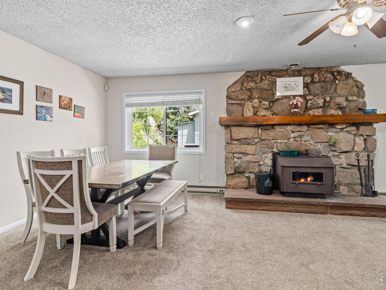 Native Stone fireplace with insert