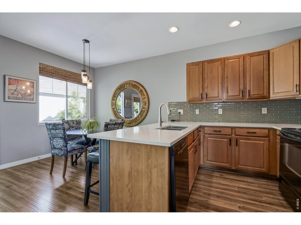 Kitchen with lots of cabinet space for storage.