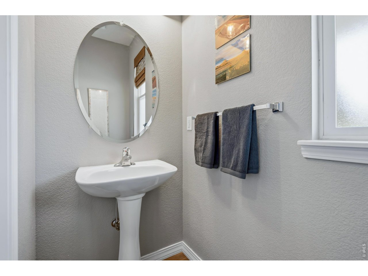 Half bath on main floor. East facing window.